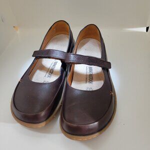 Birkenstock Iona Comfort Shoes Mary Jane Slip On Brown Leather Women Sz EU 38